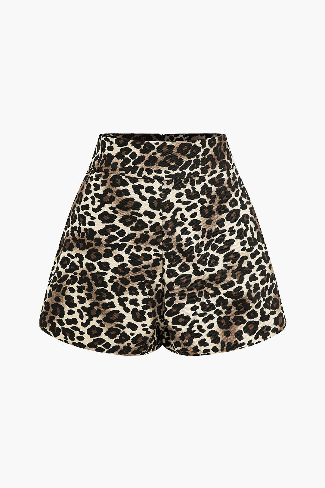 Leopard Print Denim Zipper High Waist Shorts