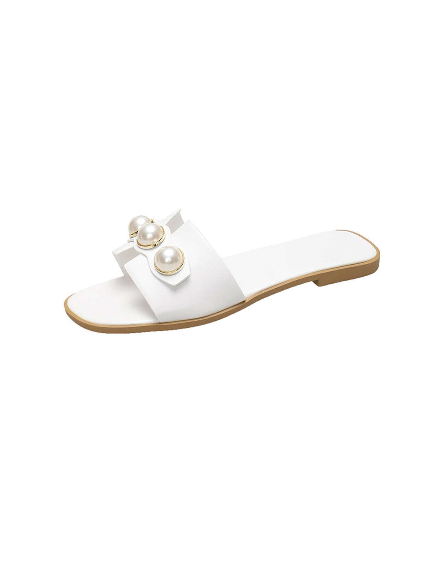 Pearl Flat Slippers in PU Leather Finish