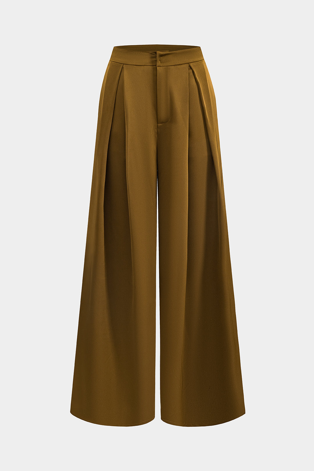 Satin High Waist Ruched Wide Leg Trousers