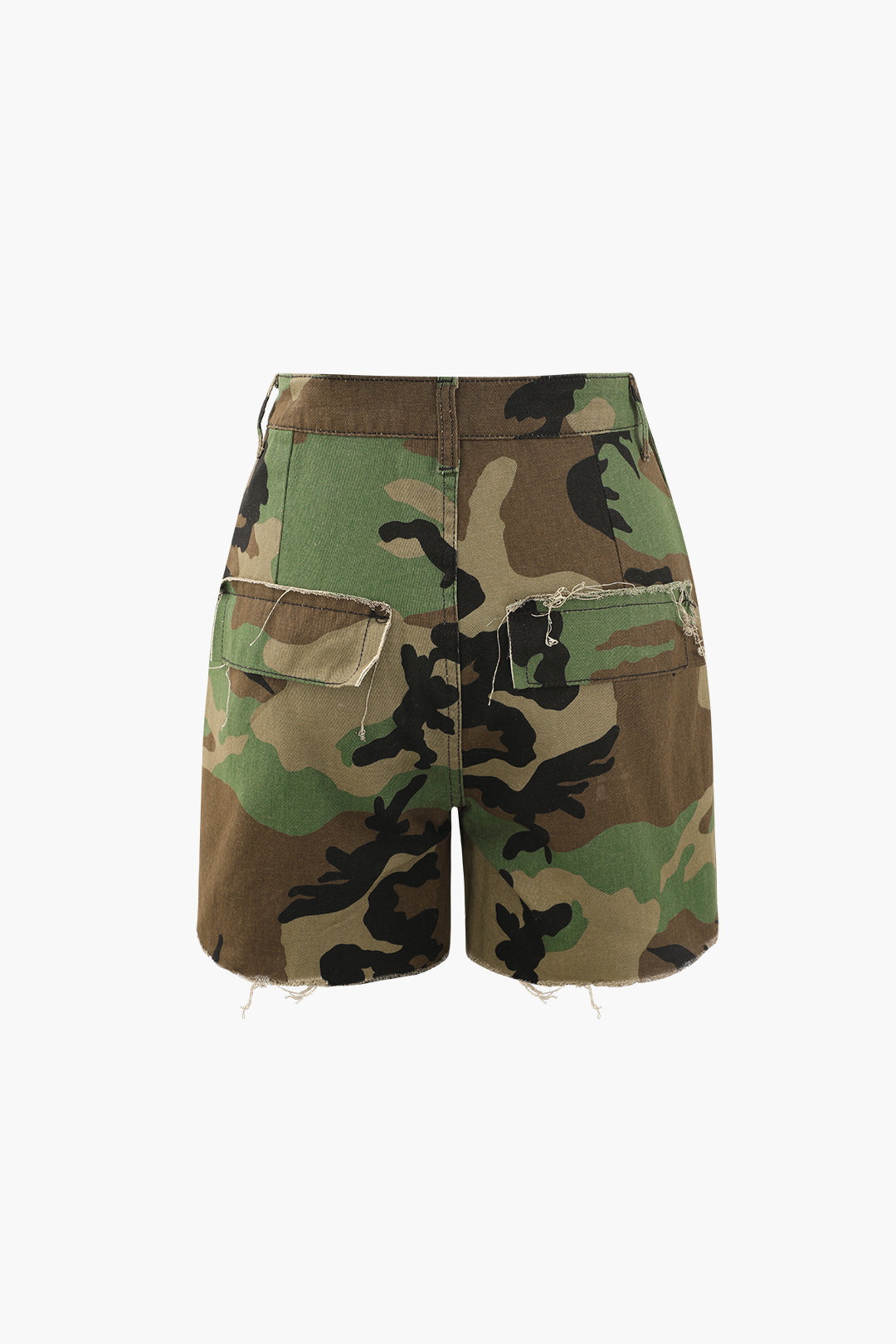 Camo Destroyed Cargo Shorts for Casual Wear