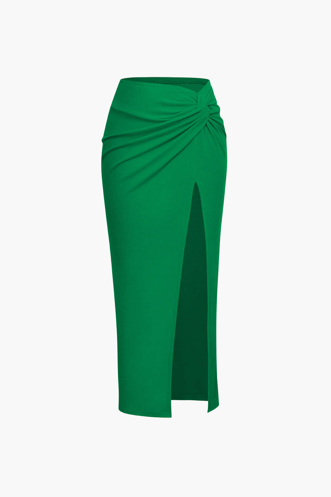 Knot Side Slit Knit Midi Skirt in Fitted Design