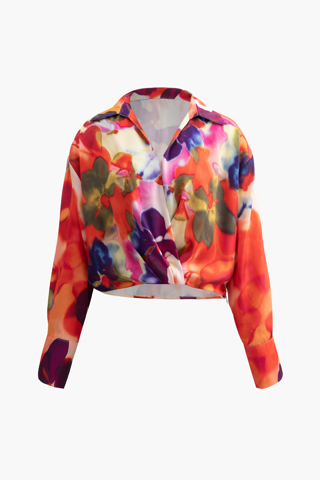 Printed Satin Blouse with Loose Fit Design