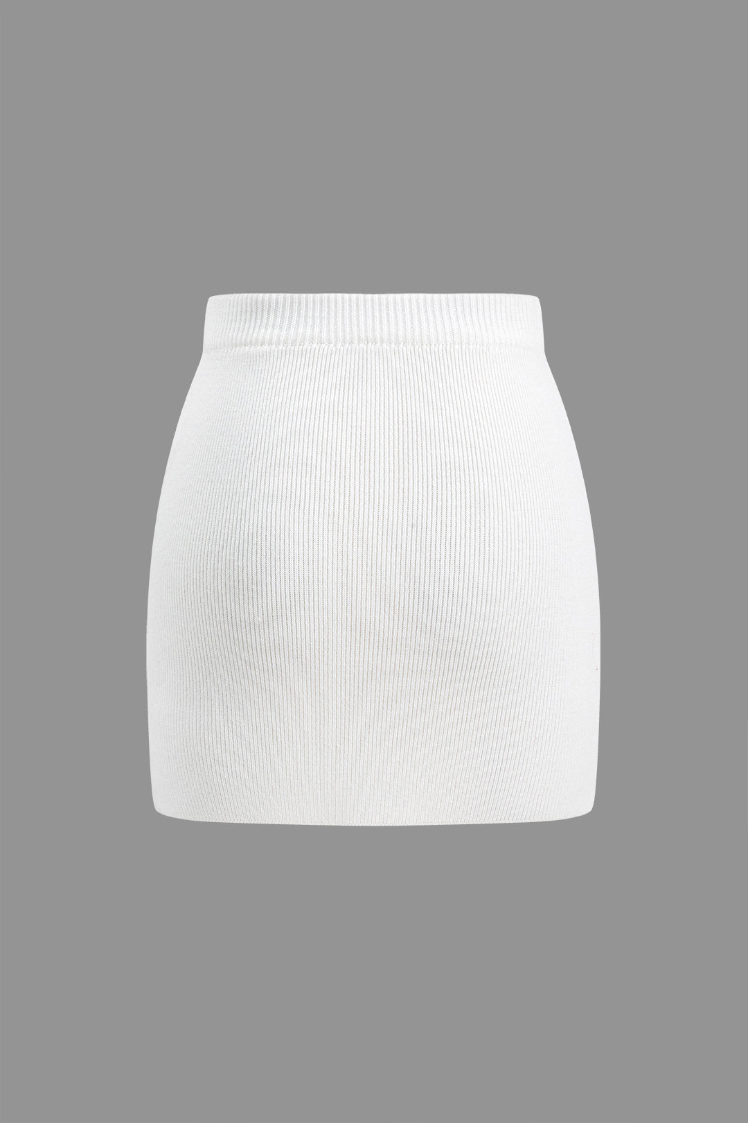 Basic Solid Knit Mini Skirt in Fitted Style