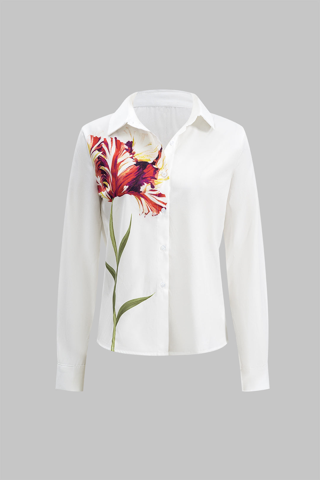 Floral Print Fitted Long-Sleeve Shirt