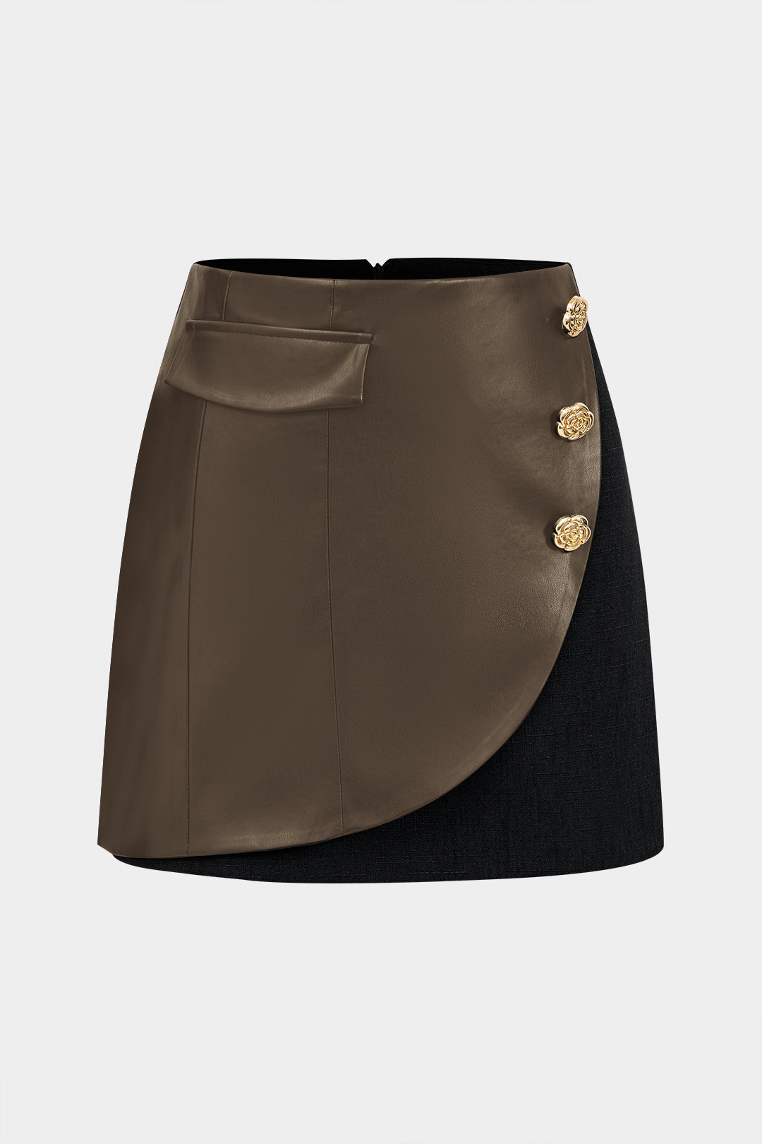 Faux Leather Button-Up Mini Skirt