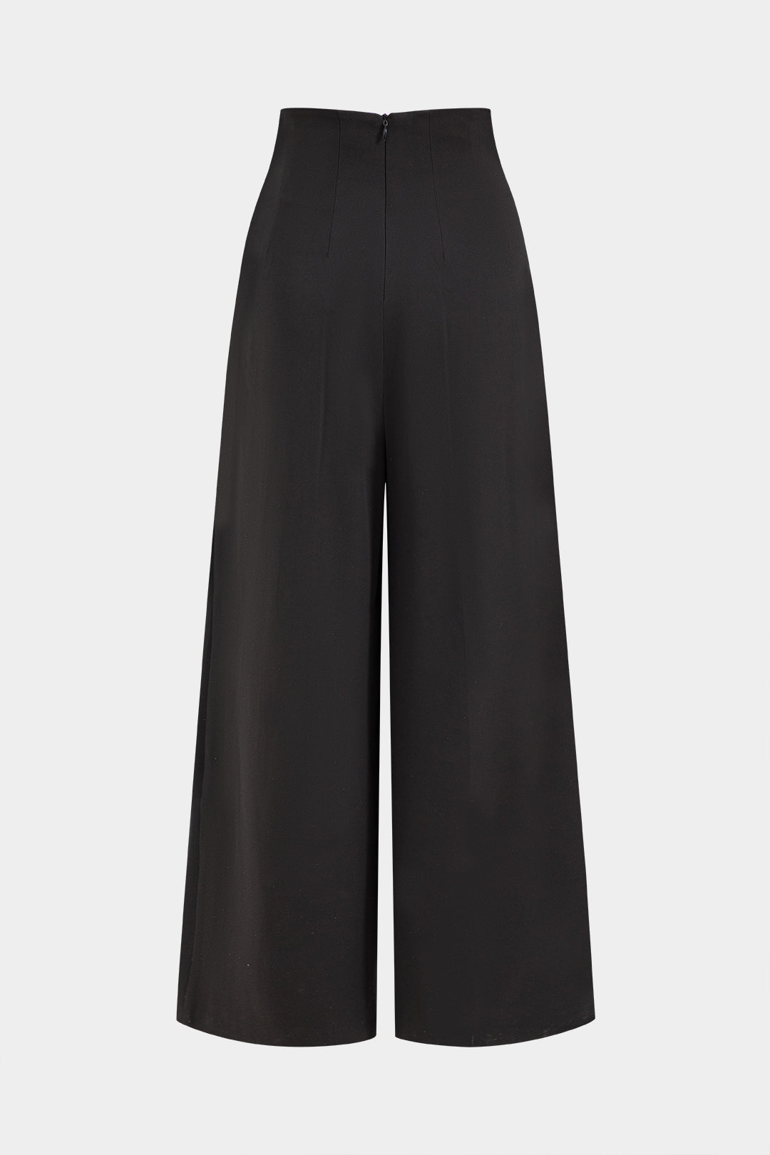 Pleated Asymmetrical Wide Leg Trousers in Twill Fabric