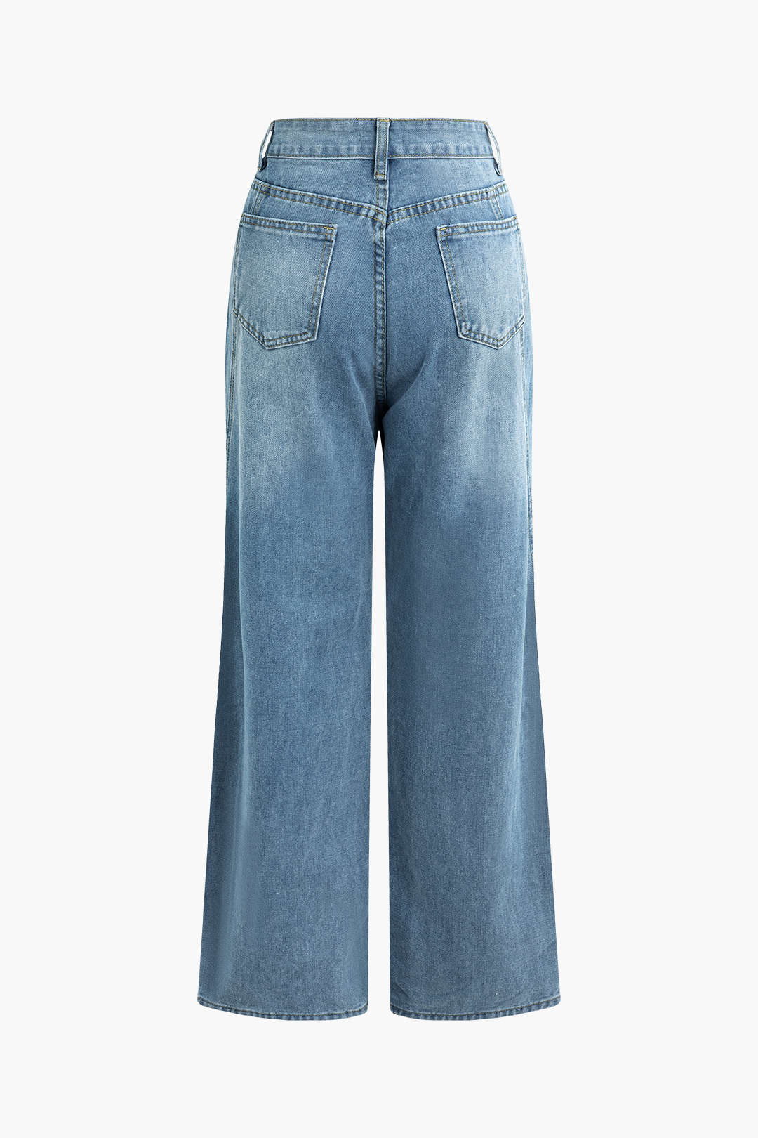 Faded Straight Leg Jeans in Comfortable Denim