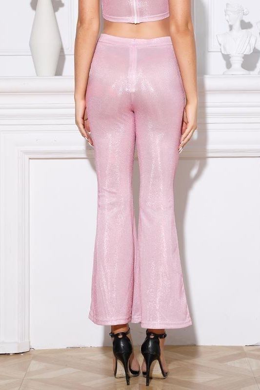 Long Wide Leg Pink Pants for Summer