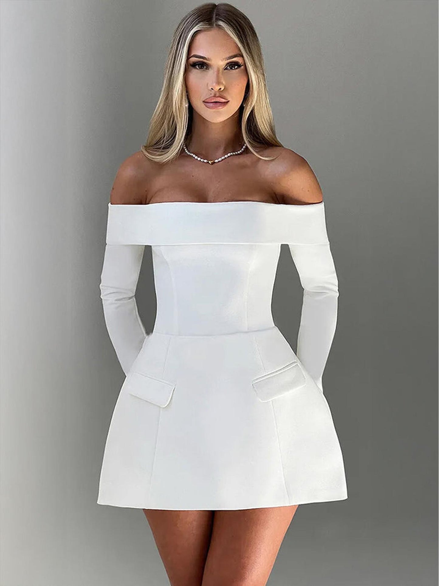 Off-Shoulder A-Line Mini Dress