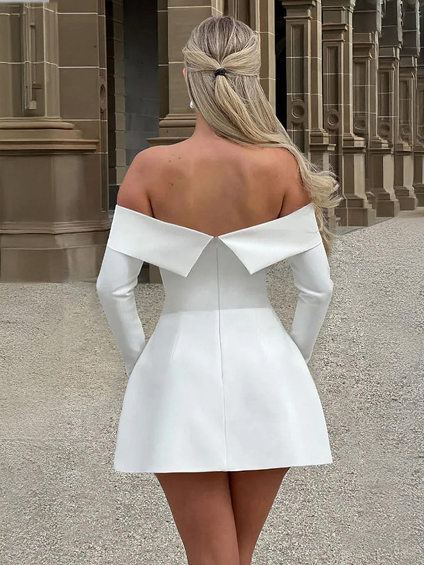 Off-Shoulder A-Line Mini Dress