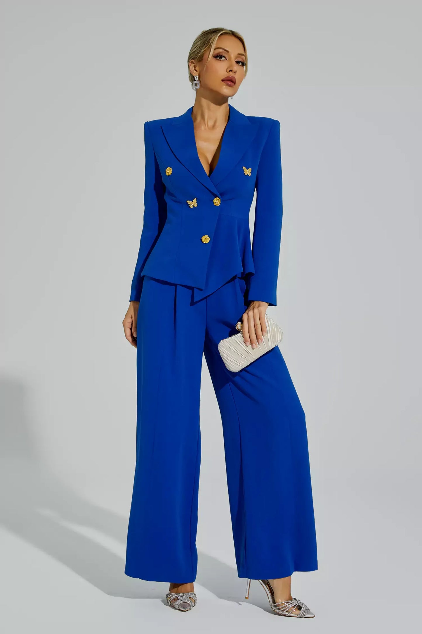 Asymmetrical Blazer And Straight Pants Set