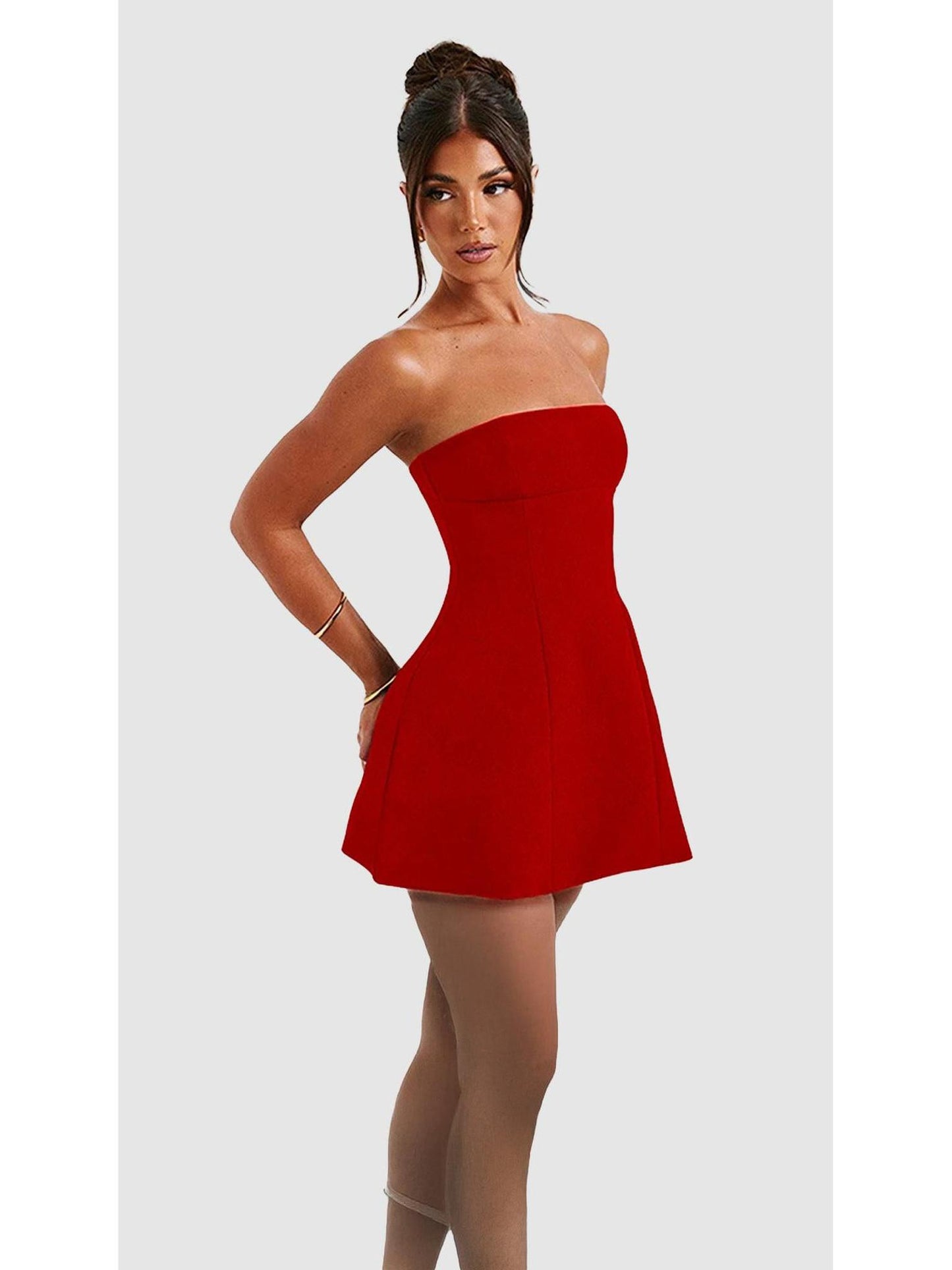 Sexy A-Line Strapless Mini Dress with Elegant Backless Design