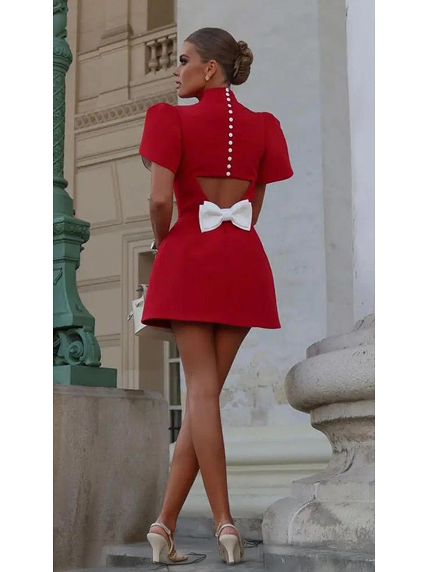 Elegant A-Line Mini Dress with Bow Details