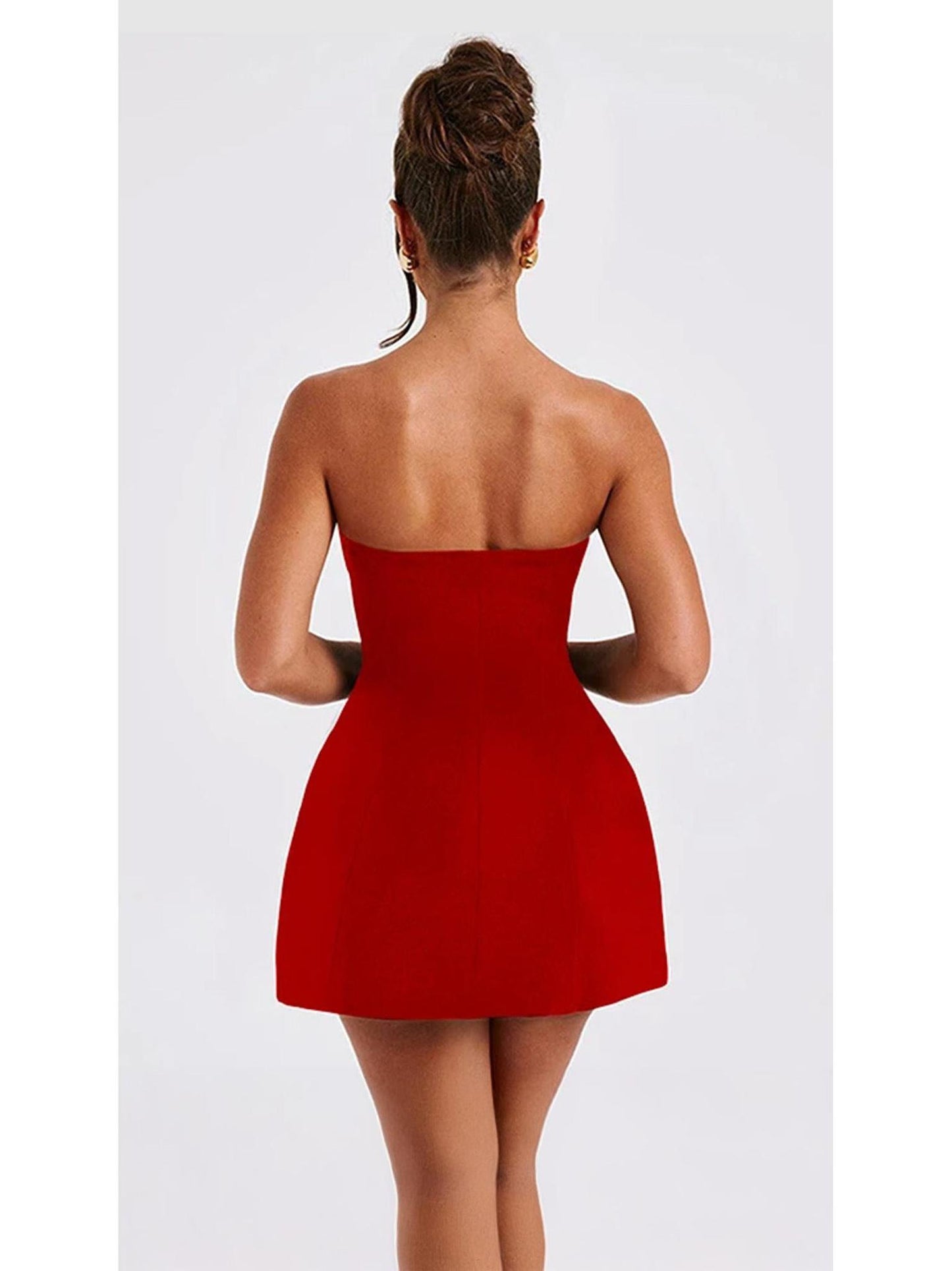 Sexy A-Line Strapless Mini Dress with Elegant Backless Design