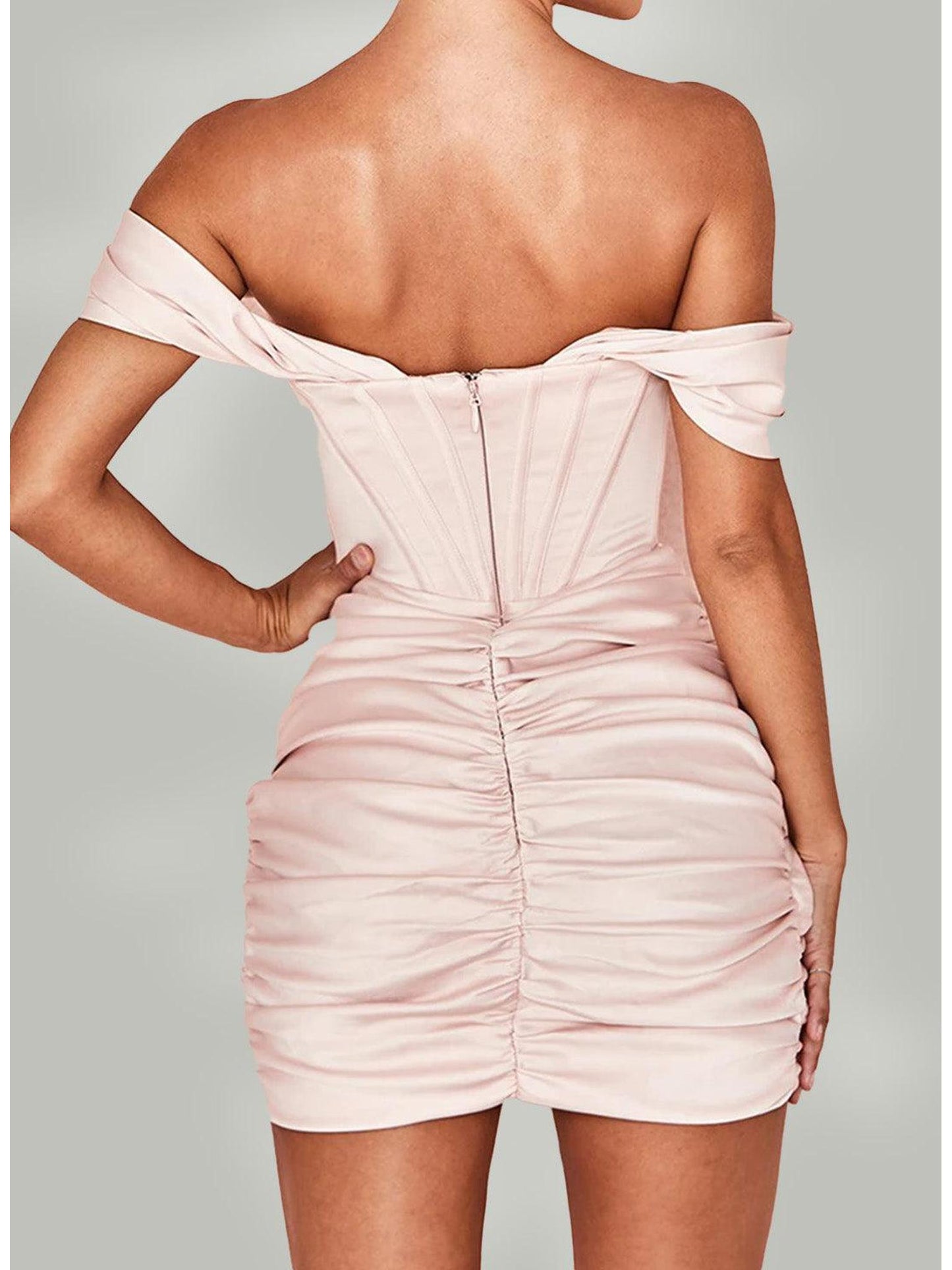 KarolyDora Satin Corset Mini Dress, Off-Shoulder Elegance